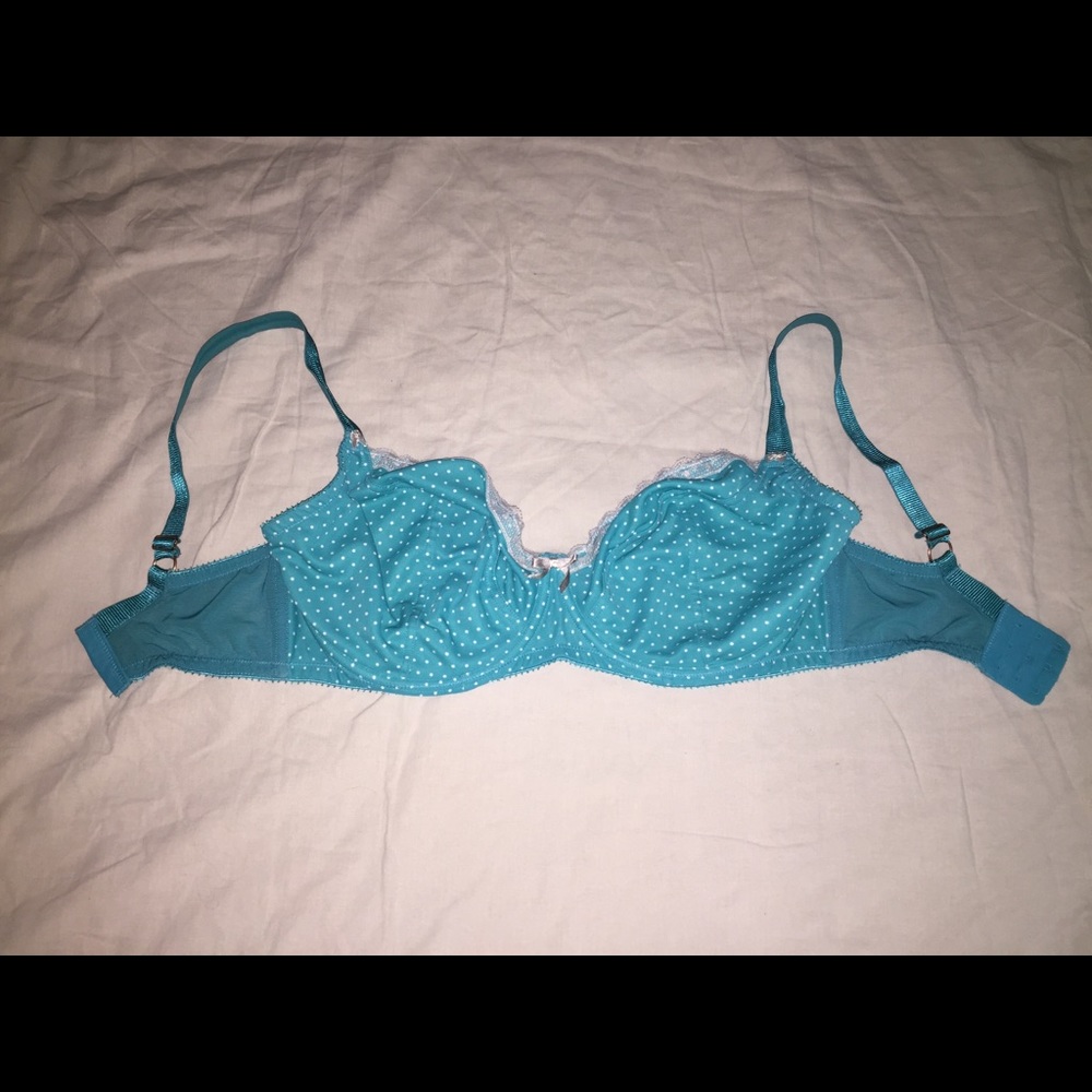 Blue and white polka dot Figleaves bra
